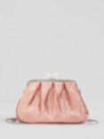 L.K.Bennett Lainey Metallic Crinkle Satin Clutch Bag, Pink