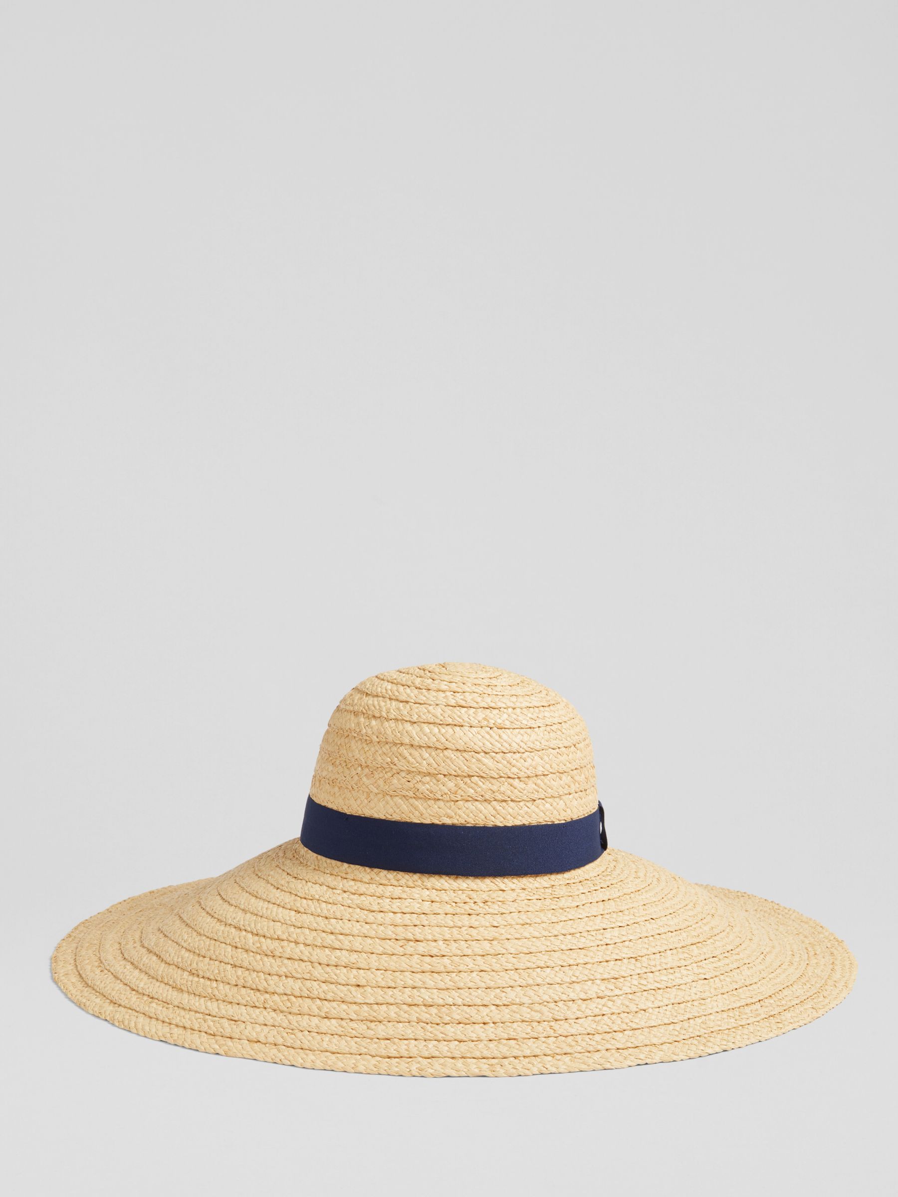 L.K.Bennett Gigi Raffia Wide Brimmed Hat, Natural, One Size