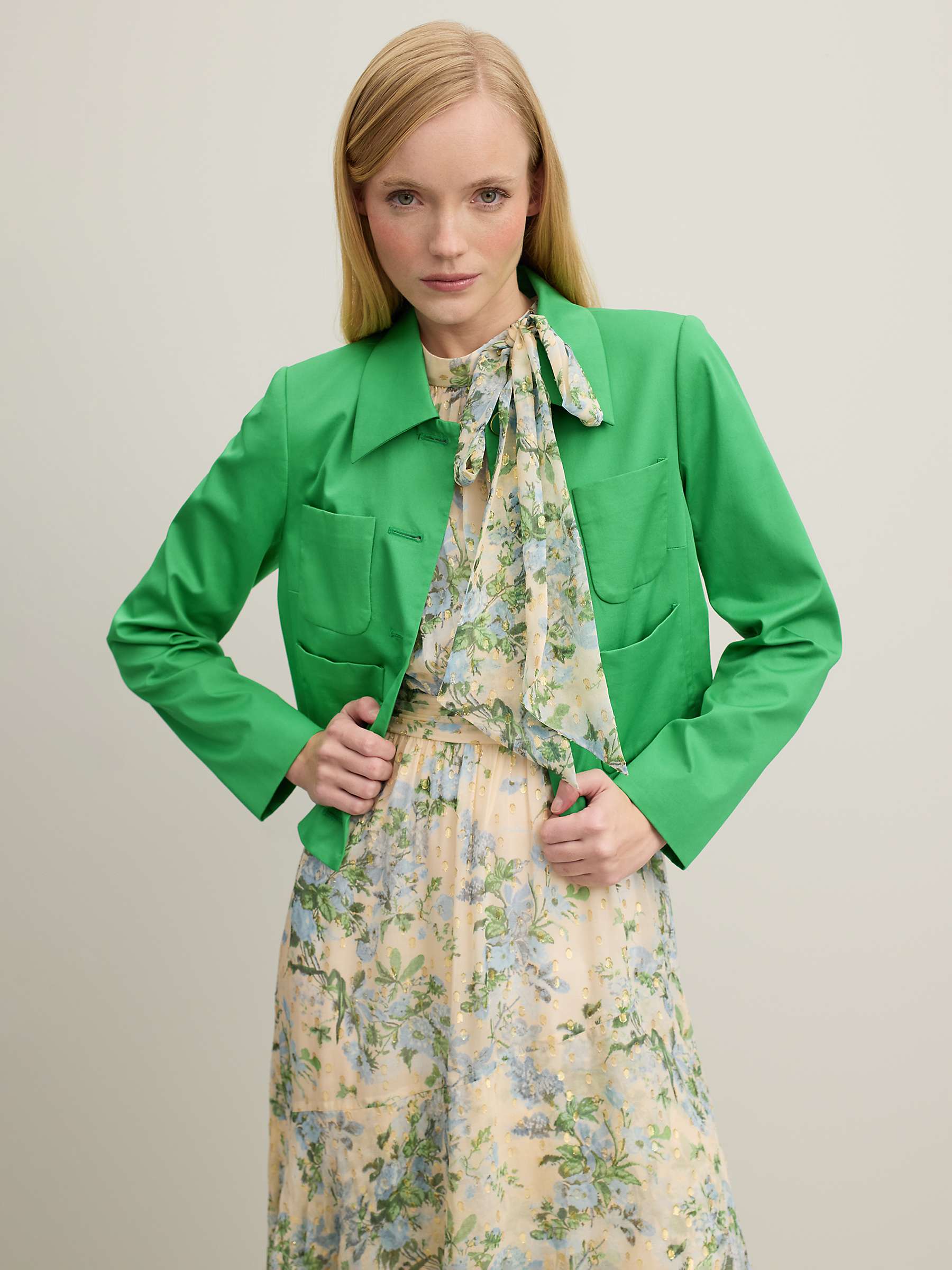 Buy L.K.Bennett Royal Ascot Charlotte Cotton Blend Jacket, Green Online at johnlewis.com