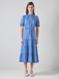 L.K.Bennett Hedy Organic Cotton Midi Dress, Light Blue