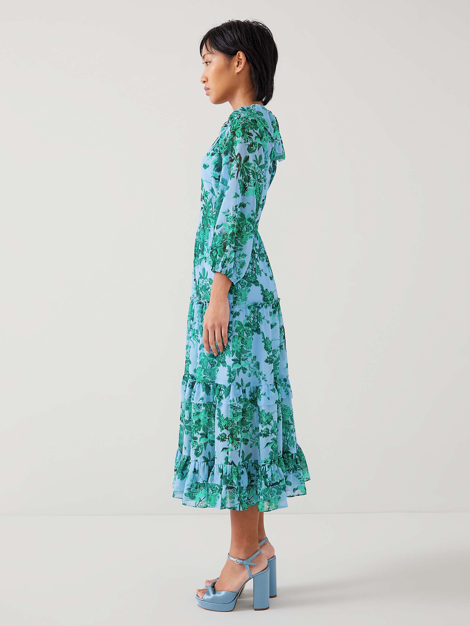 Buy L.K.Bennett Petite Eleanor Floral Print Midi Dress, Blue/Multi Online at johnlewis.com