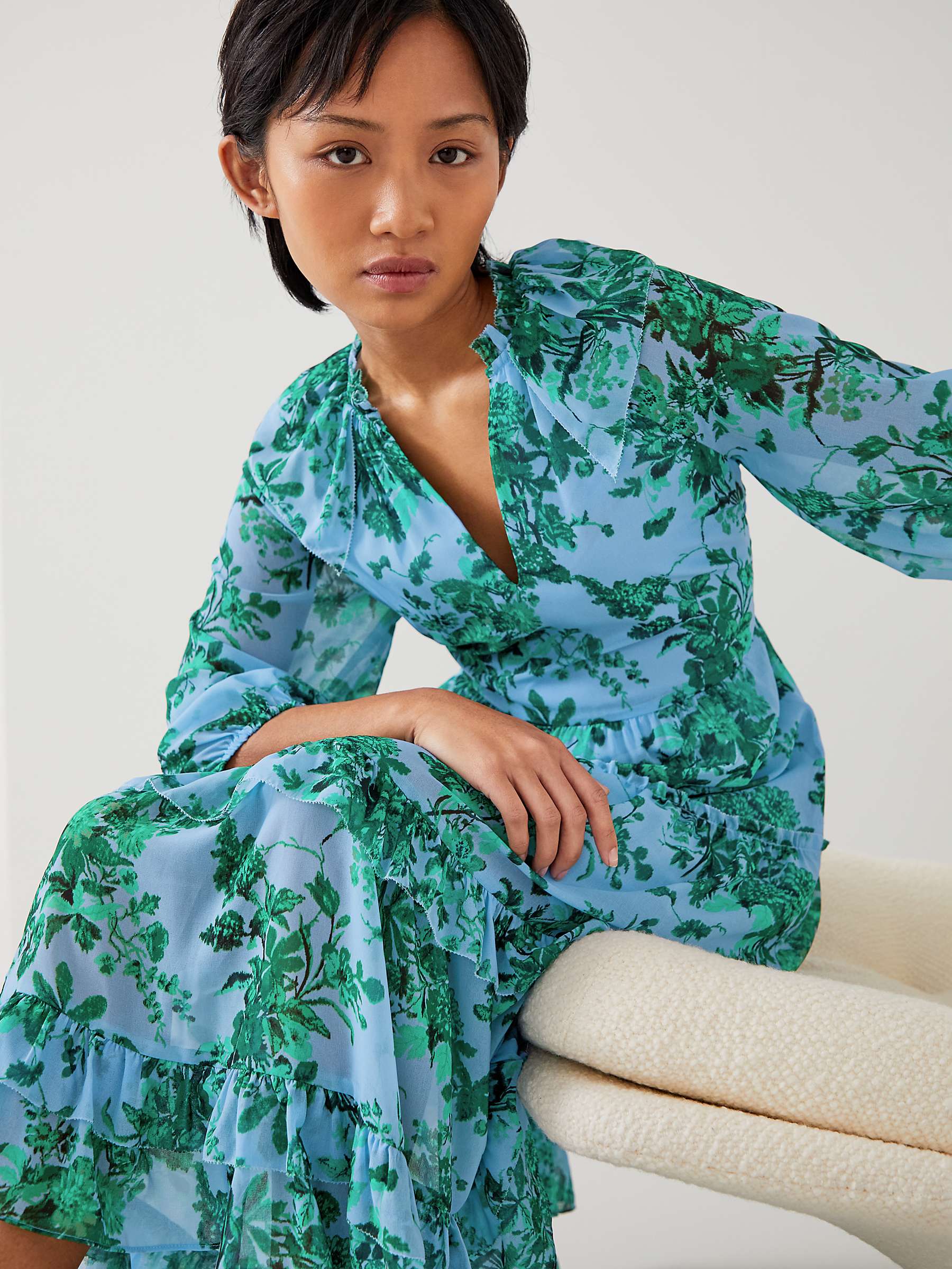 Buy L.K.Bennett Petite Eleanor Floral Print Midi Dress, Blue/Multi Online at johnlewis.com