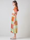 L.K.Bennett Izzy Silk Blend Oversize Check Midi Shirt Dress, Multi, Multi
