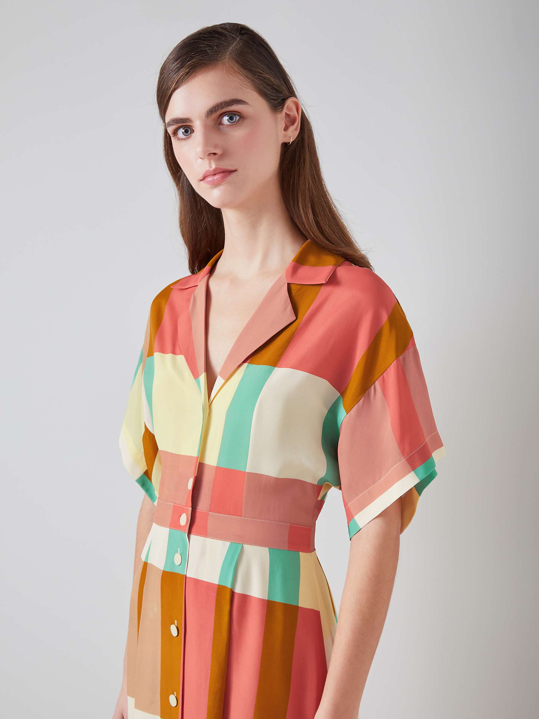 Buy L.K.Bennett Izzy Silk Blend Oversize Check Midi Shirt Dress, Multi Online at johnlewis.com