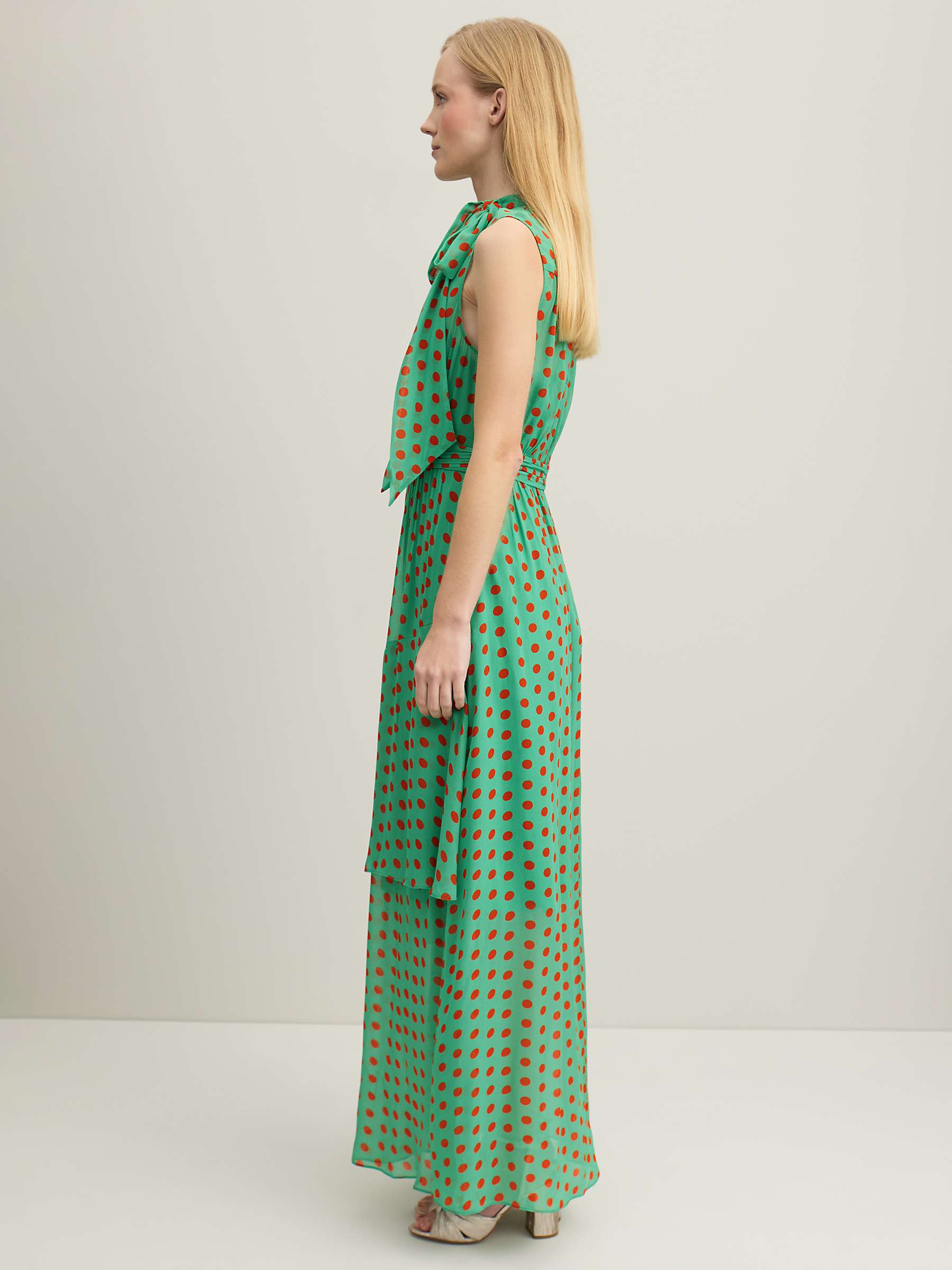 Buy L.K.Bennett Royal Ascot Robyn Spot Asymmetric Tier Maxi Dress, Green/Multi Online at johnlewis.com
