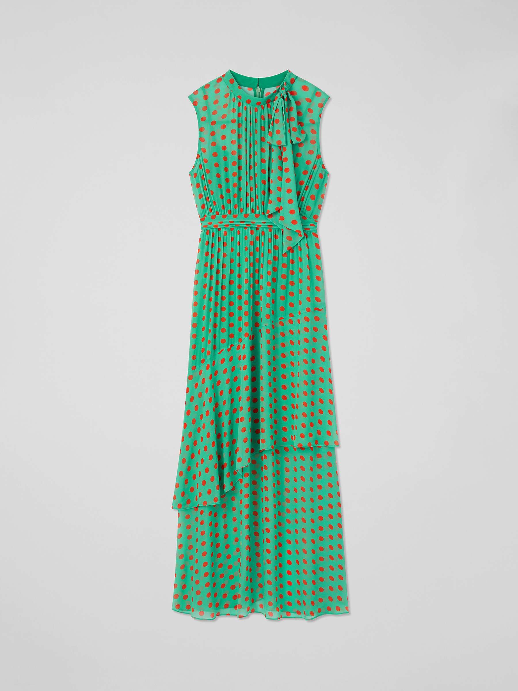 Buy L.K.Bennett Royal Ascot Robyn Spot Asymmetric Tier Maxi Dress, Green/Multi Online at johnlewis.com