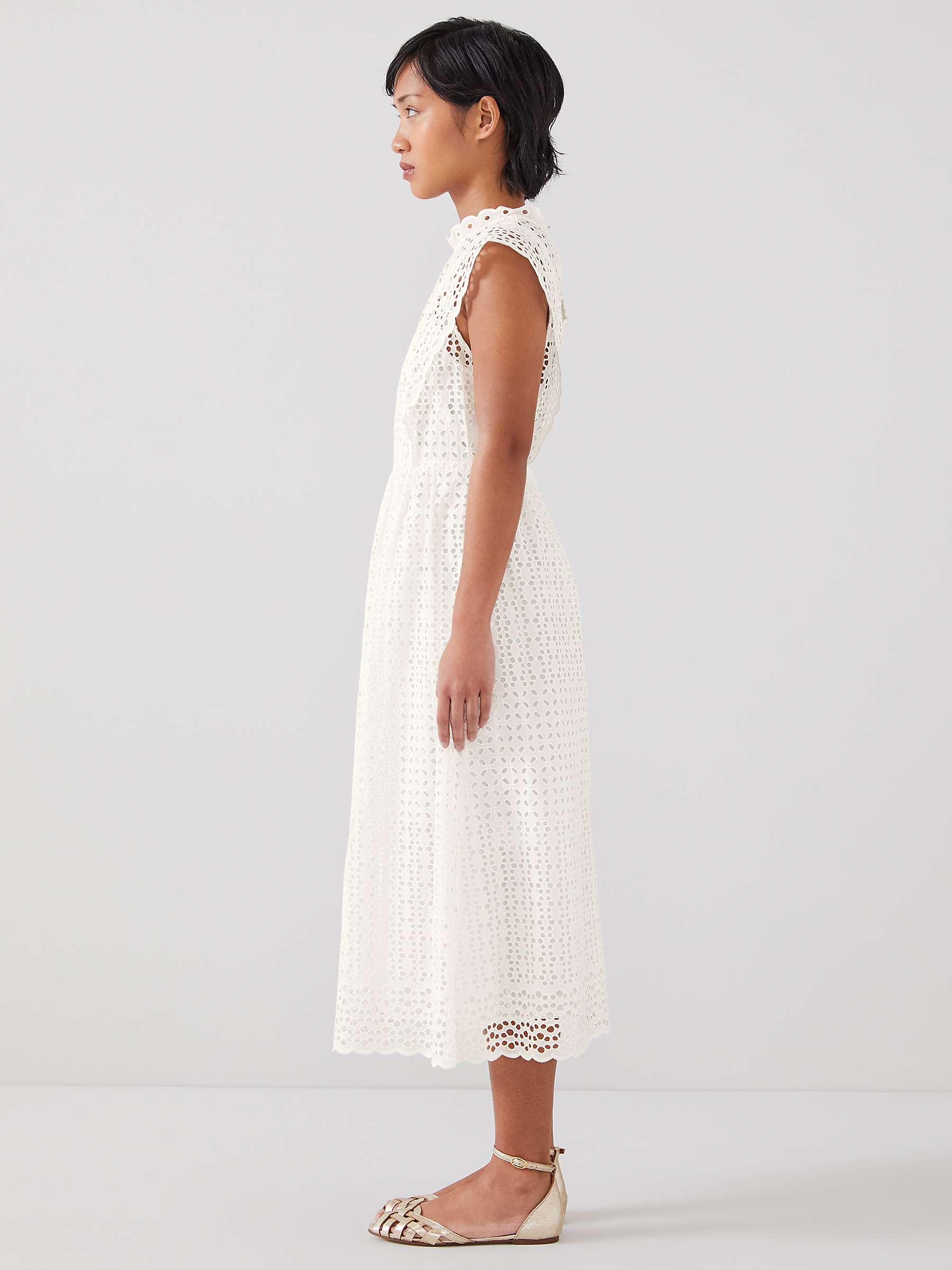 Buy L.K.Bennett Petite Laila Broderie Anglaise Midi Dress, White Online at johnlewis.com