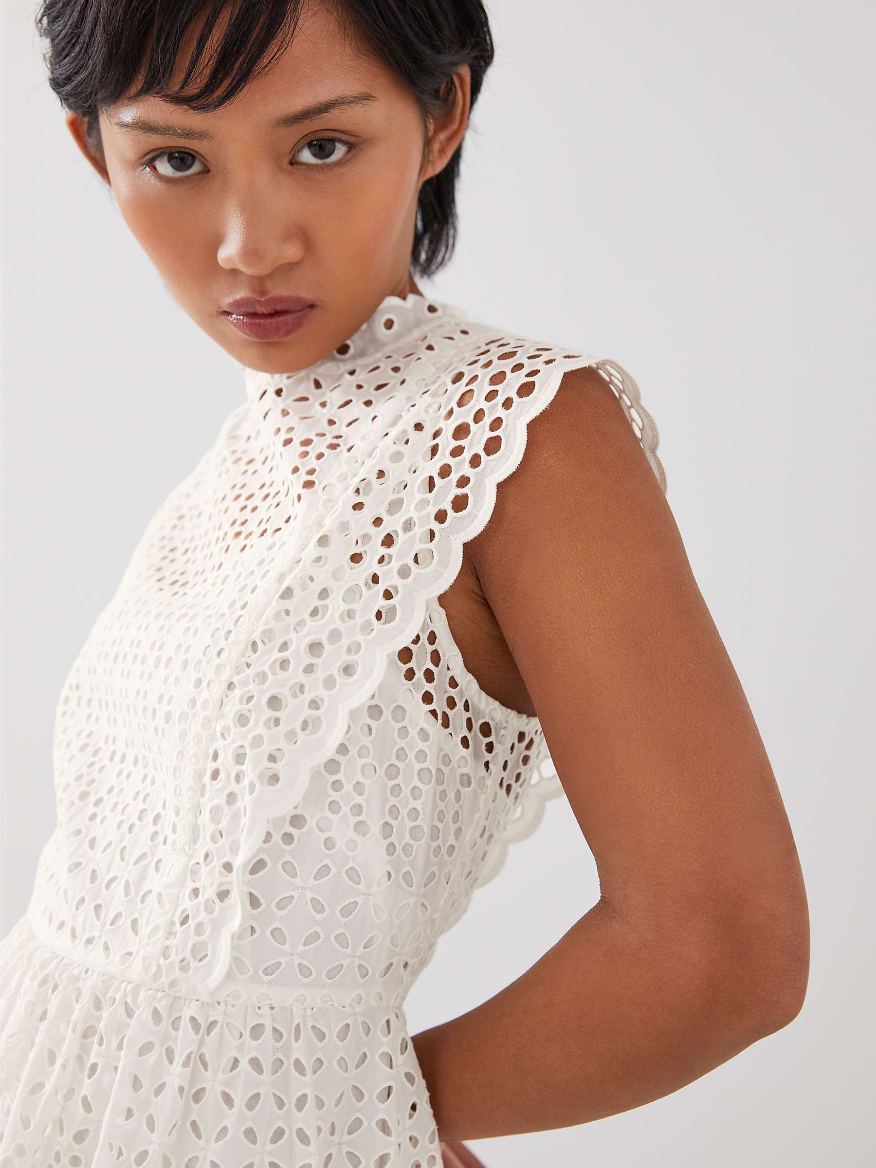 Buy L.K.Bennett Petite Laila Broderie Anglaise Midi Dress, White Online at johnlewis.com