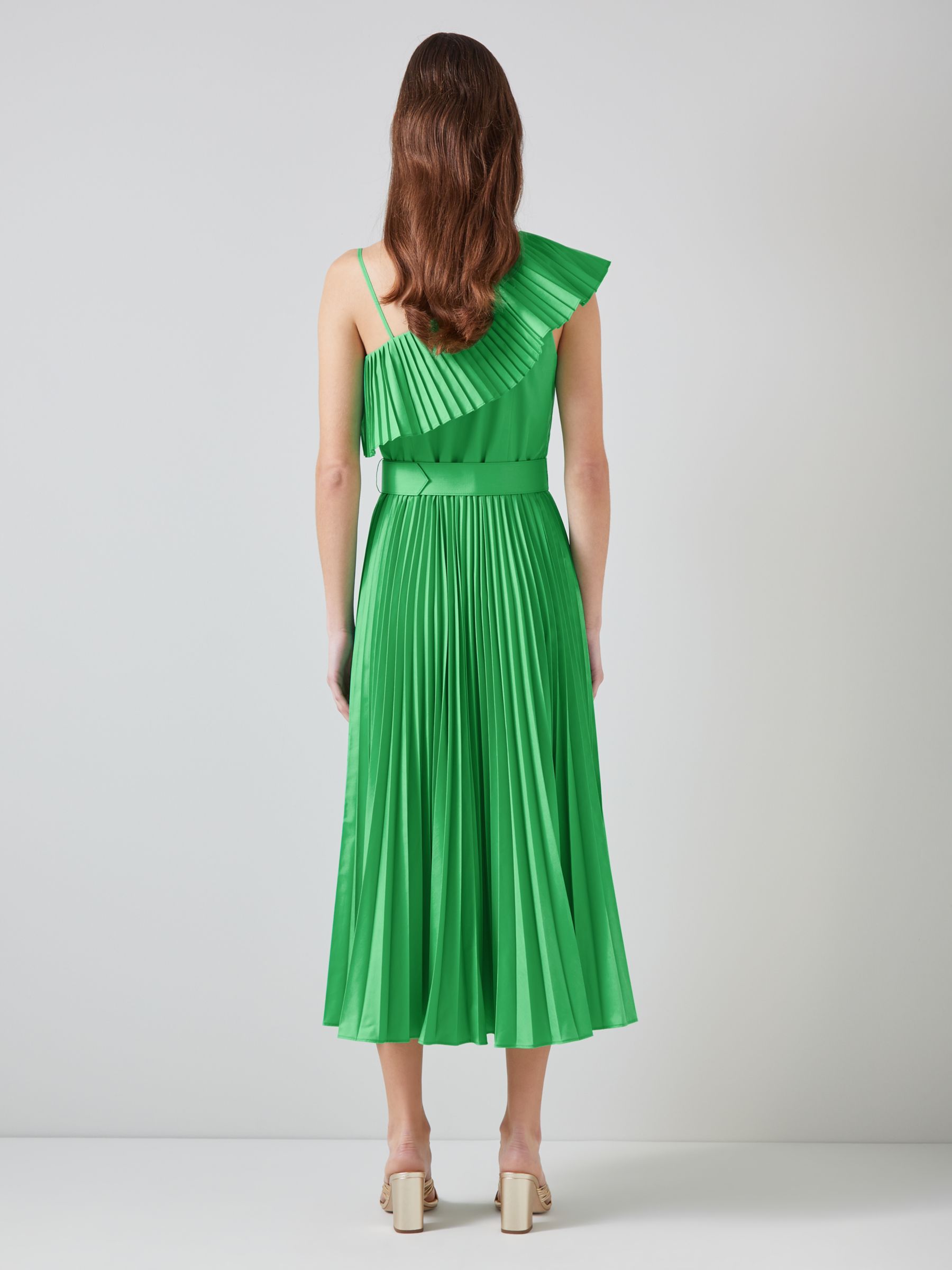 L.K.Bennett Josephine Pleated Midi Dress, Green, 12
