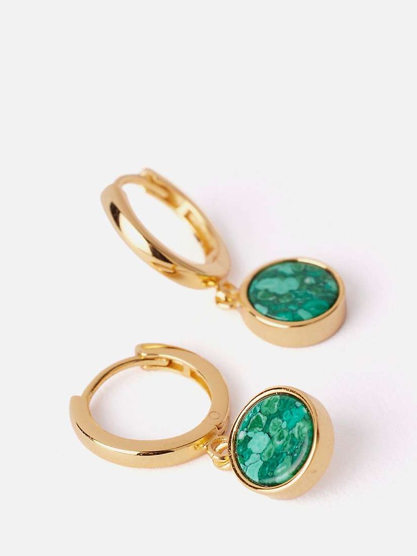 Buy Mint Velvet Malachite Huggie Hoop Earrings, Gold Online at johnlewis.com