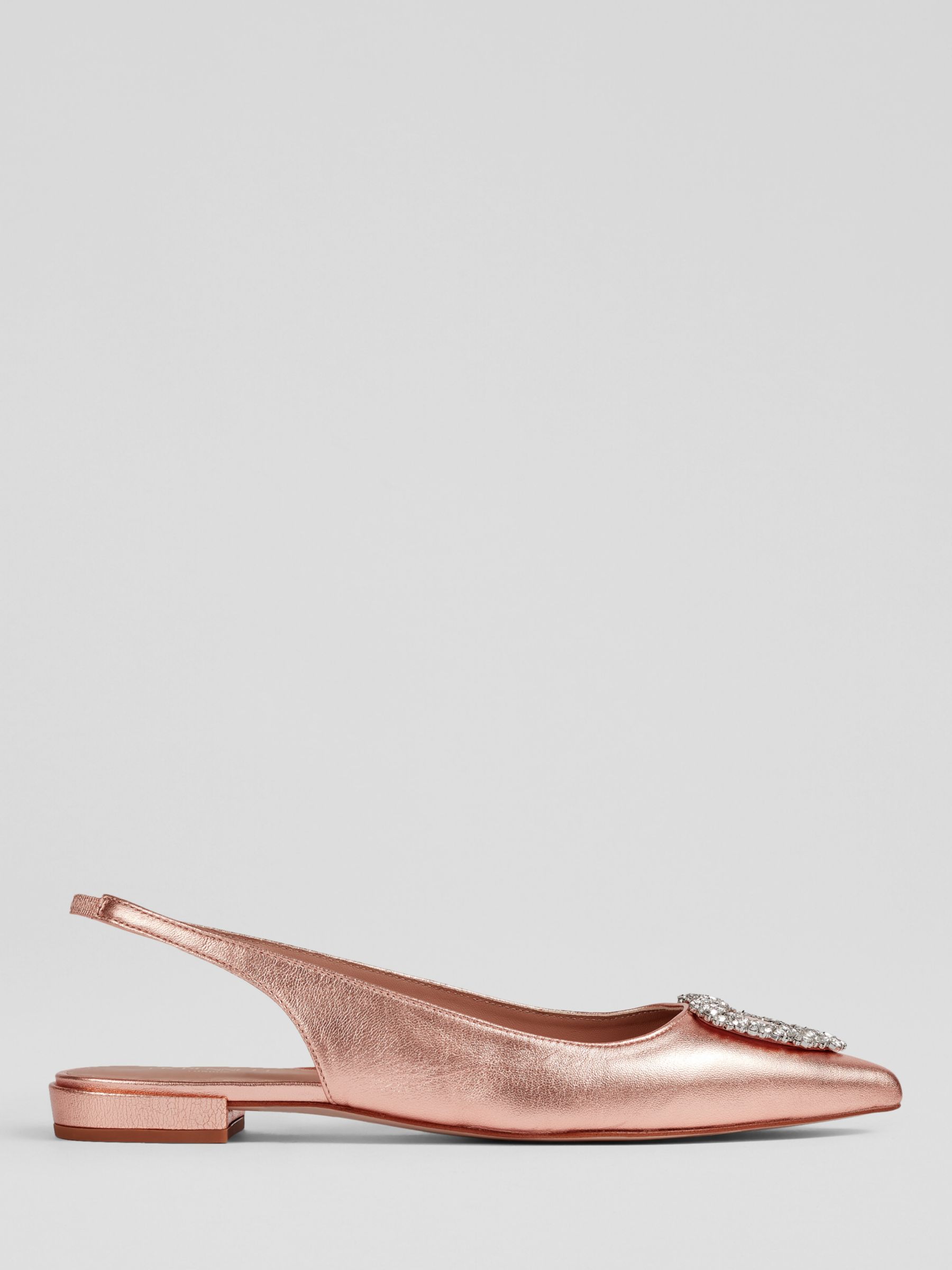 L.K.Bennett Luana Leather Slingback Shoes, Gold Copper, 8
