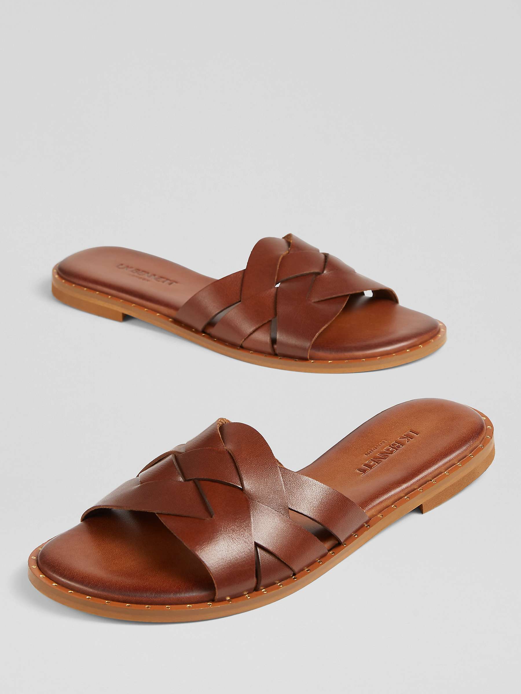 Buy L.K.Bennett Amara Leather Flat Sandals, Tan Online at johnlewis.com