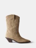 Mint Velvet Suede Cowboy Boots, Beige