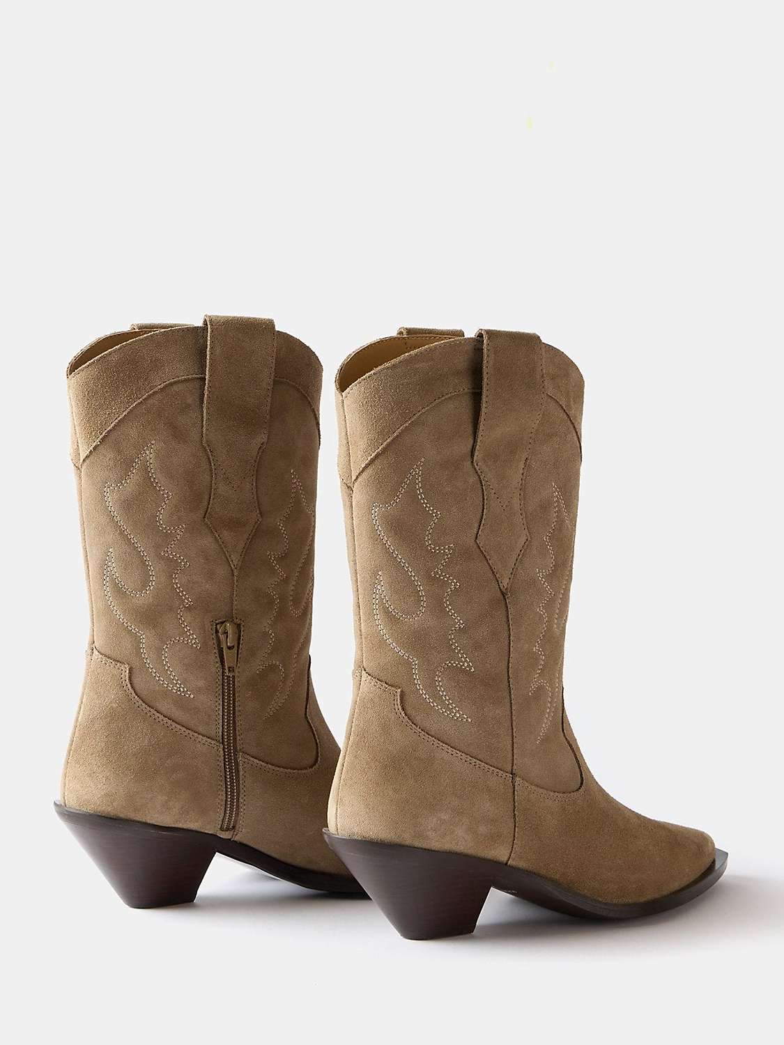Buy Mint Velvet Suede Cowboy Boots, Beige Online at johnlewis.com