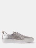 Mint Velvet Leather Lace-Up Trainers, Silver