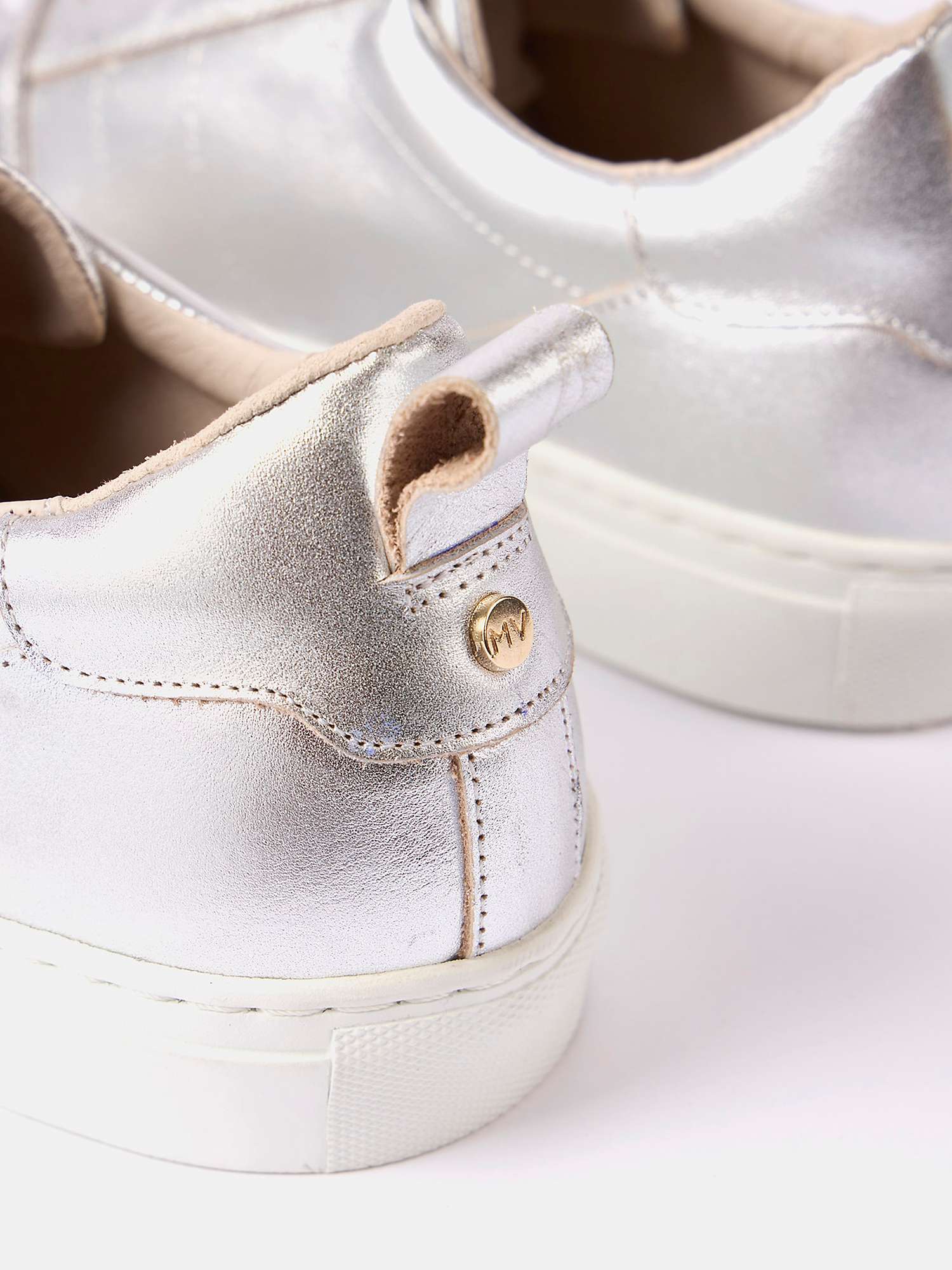 Buy Mint Velvet Leather Lace-Up Trainers, Silver Online at johnlewis.com