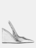 Mint Velvet Metallic Leather Pointed Toe Wedge Slingback Shoes