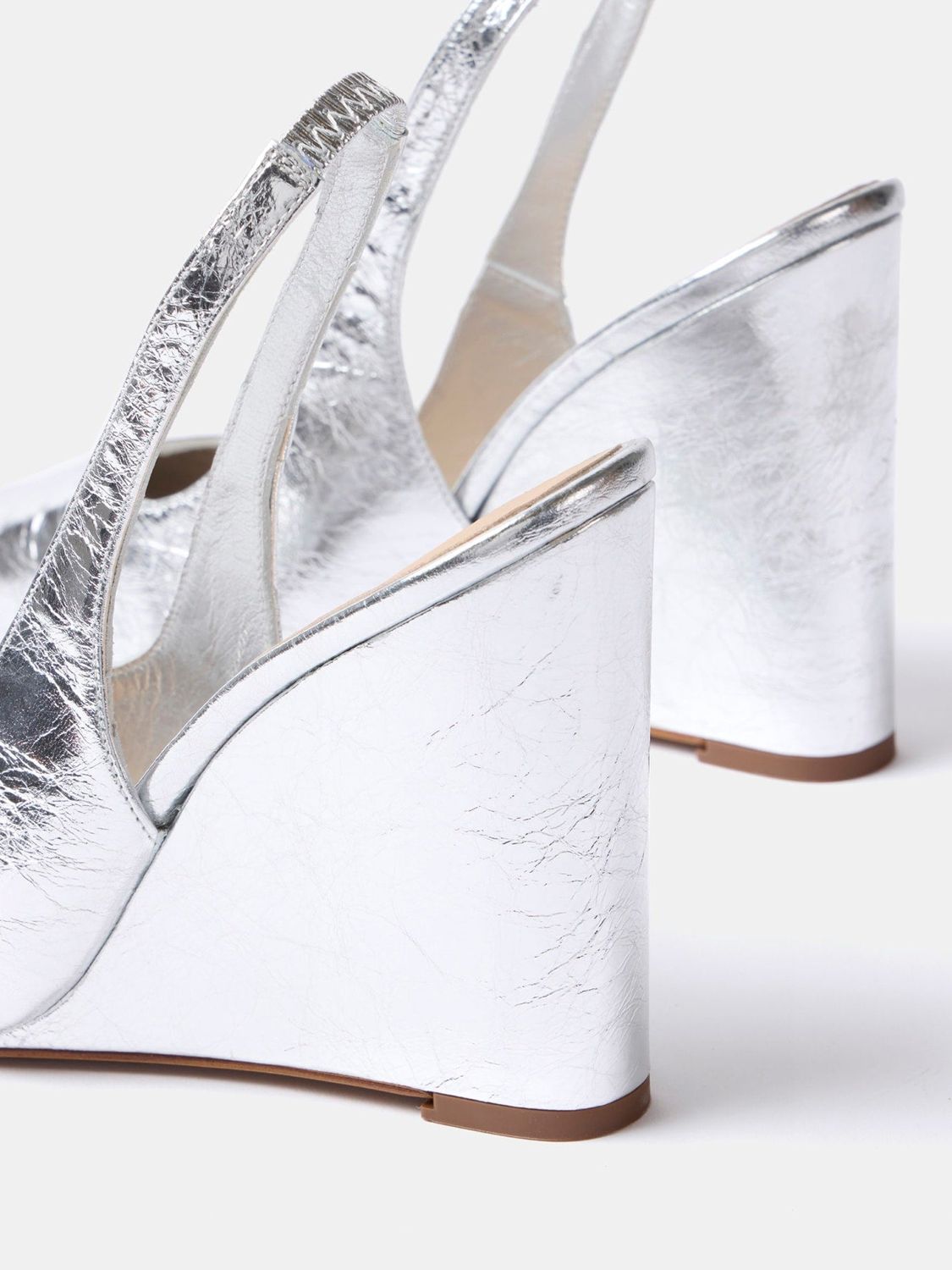 Buy Mint Velvet Metallic Leather Pointed Toe Wedge Slingback Shoes Online at johnlewis.com