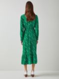 L.K.Bennett Bridget Monkey Print Silk Blend Midi Dress, Green/Cream, Green/Cream