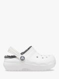 Crocs Kids' Classic Lined Clog, White/Grey