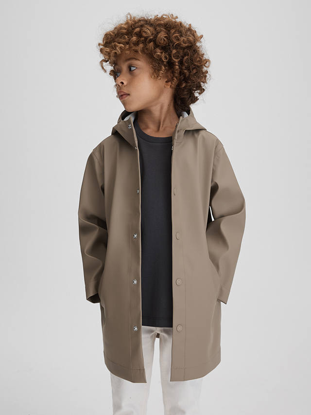 Reiss Kids' Eero Water Repellent Hooded Coat, Stone