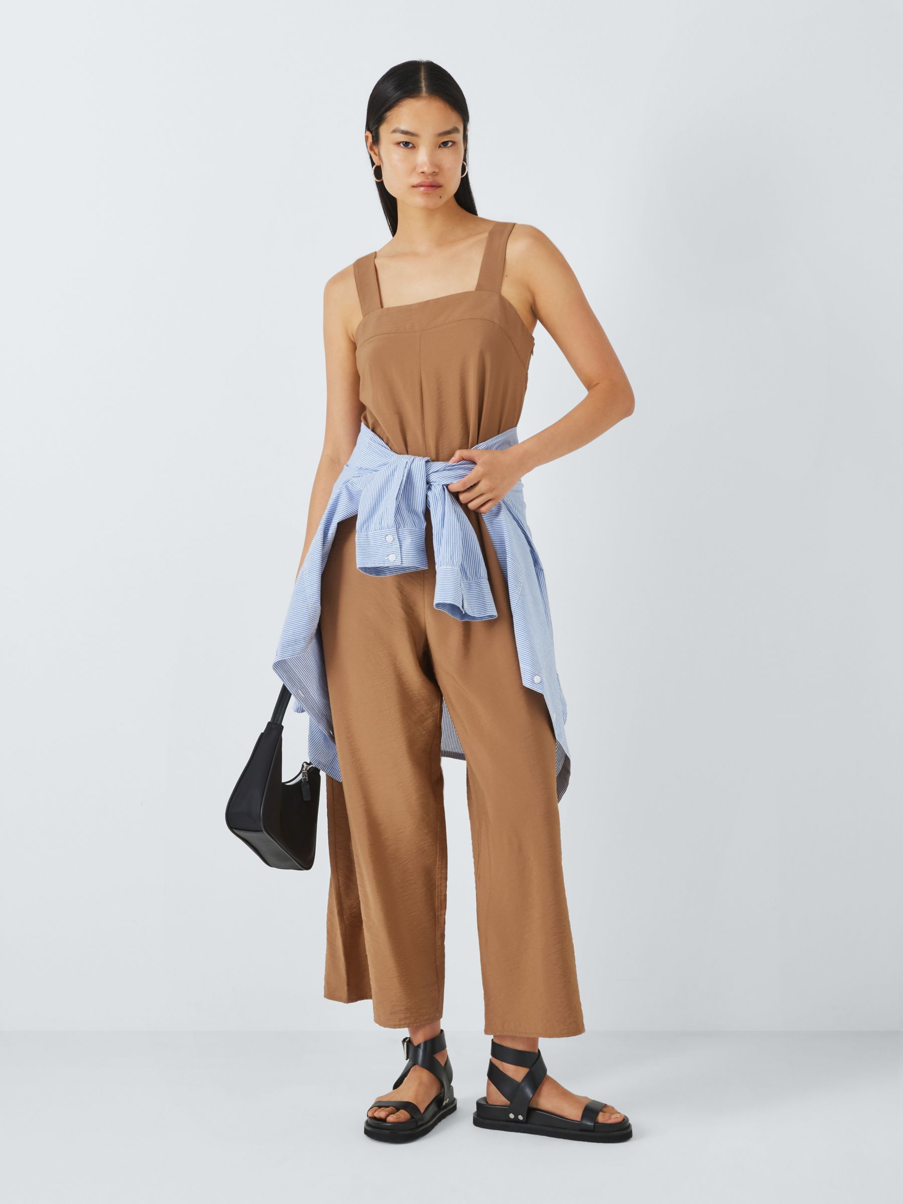 Buy John Lewis ANYDAY Woven Pinafore Jumpsuit, Tan Online at johnlewis.com