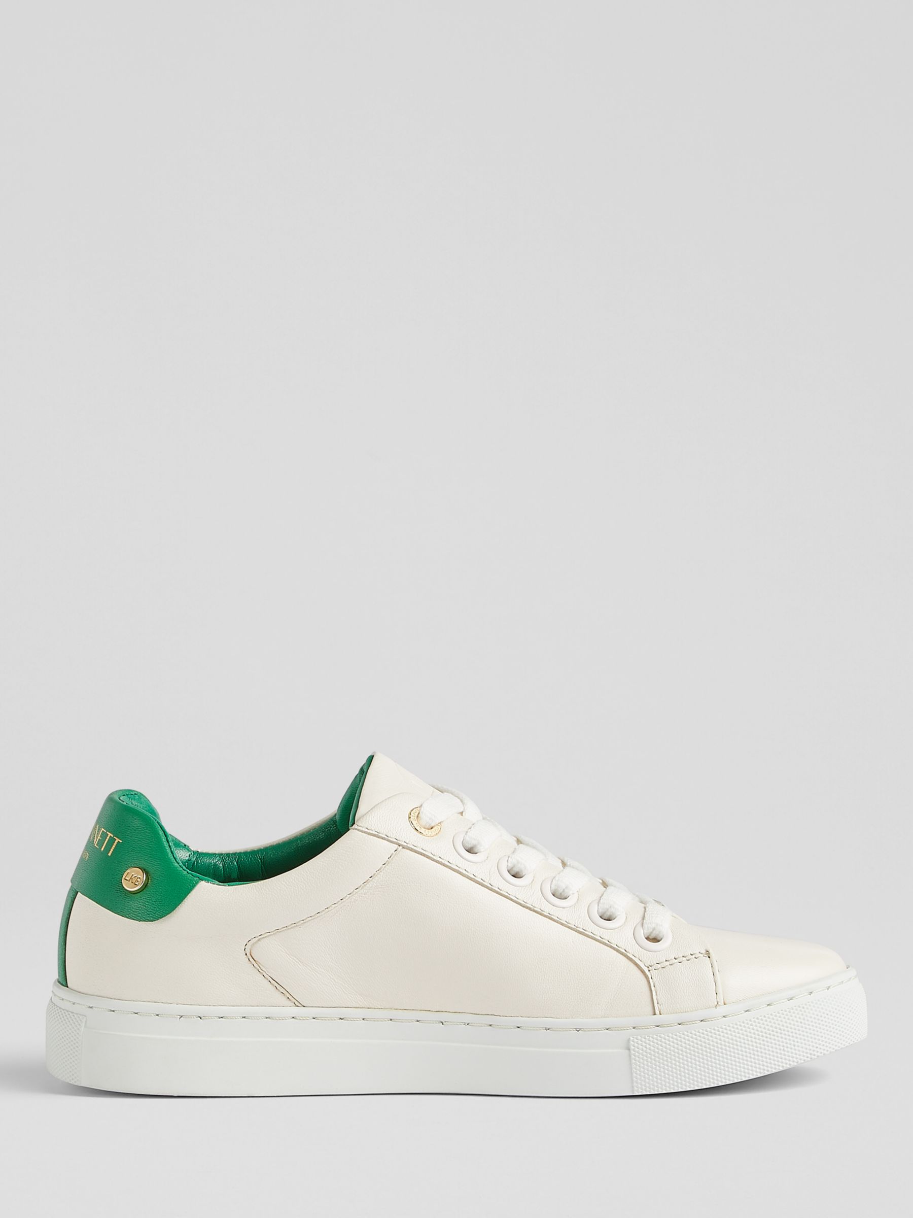 L.K.Bennett Signature Leather Trainers, White/Green at John Lewis ...