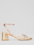 L.K.Bennett Starlet Metallic Leather Flared Block Heel Sandals