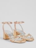 L.K.Bennett Starlet Metallic Leather Flared Block Heel Sandals, Gold/Multi