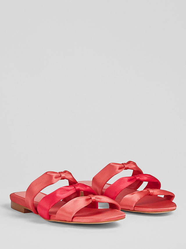L.K.Bennett Jayla Satin Triple Strap Flat Sandals, Pink