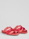 L.K.Bennett Jayla Satin Triple Strap Flat Sandals, Pink, Pink