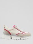 L.K.Bennett Step Leather & Suede Flatform Trainers, White/Multi