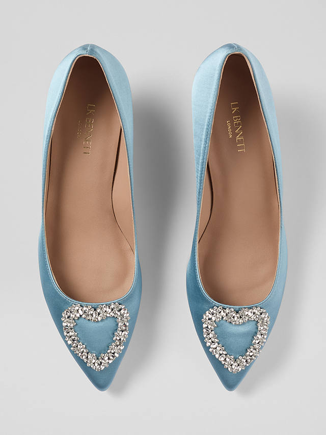 L.K.Bennett Ella Satin Kitten Heel Shoes, Light Blue