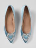 L.K.Bennett Ella Satin Kitten Heel Shoes, Light Blue, Light Blue