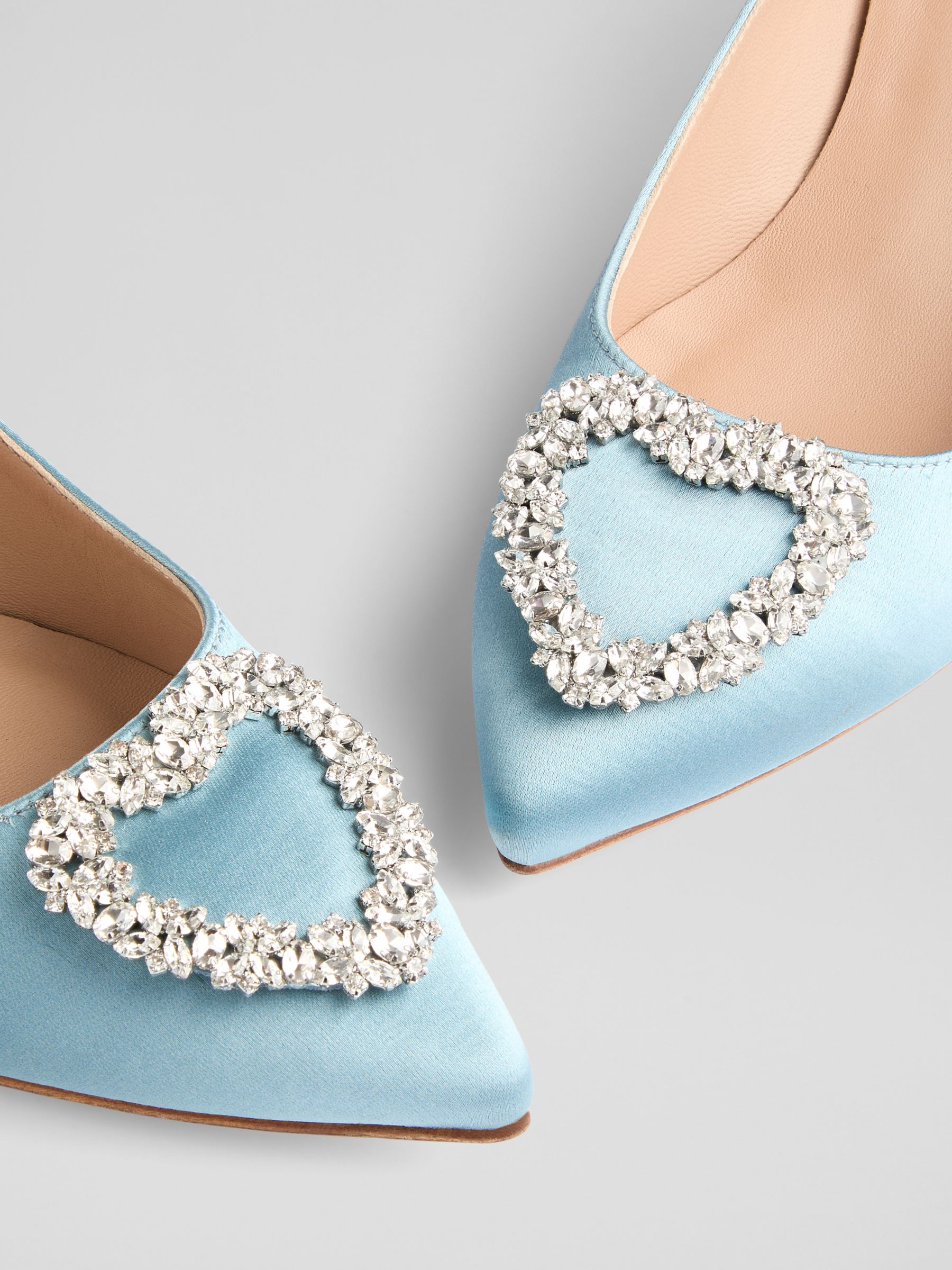 Buy L.K.Bennett Ella Satin Kitten Heel Shoes, Light Blue Online at johnlewis.com