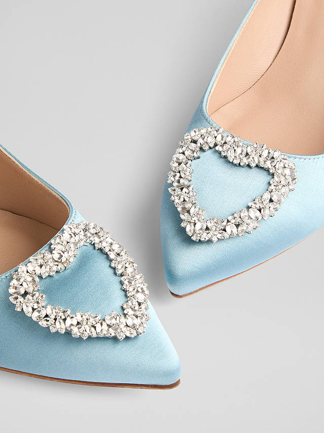 L.K.Bennett Ella Satin Kitten Heel Shoes, Light Blue
