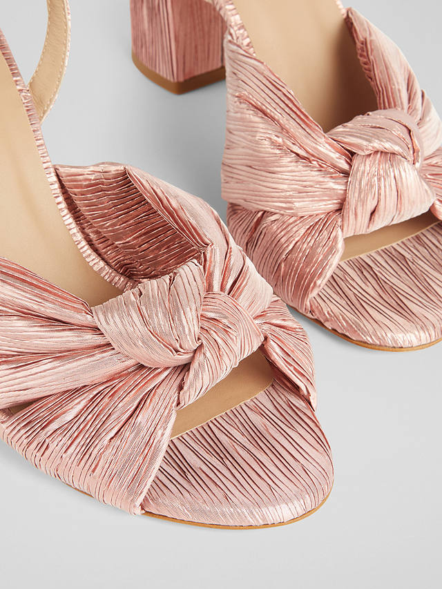 L.K.Bennett Eliana Metallic Crinkle Satin Sandals, Pink