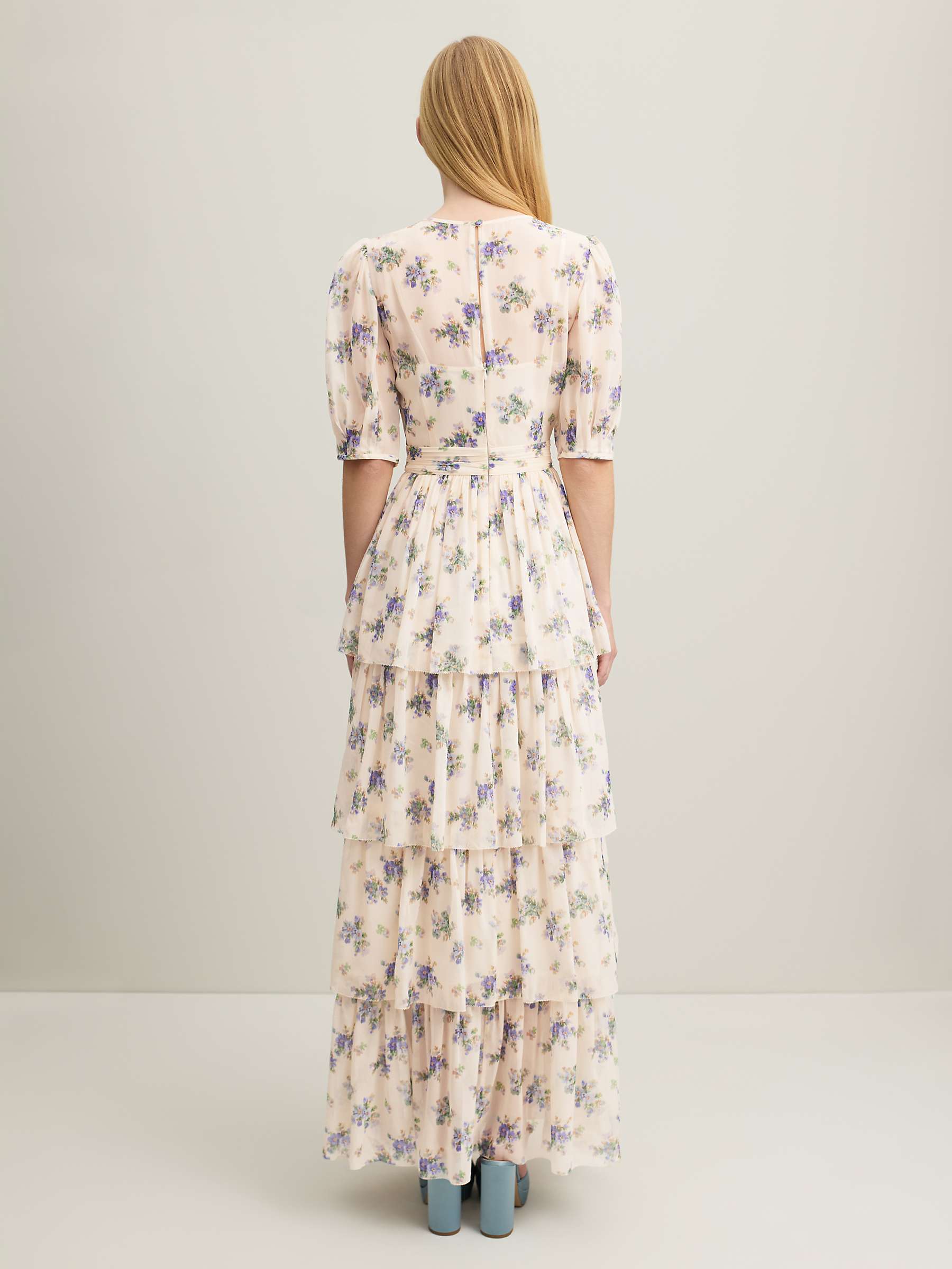 Buy L.K.Bennett Royal Ascot Bouvier Tiered Silk Maxi Dress, Cream/Multi Online at johnlewis.com