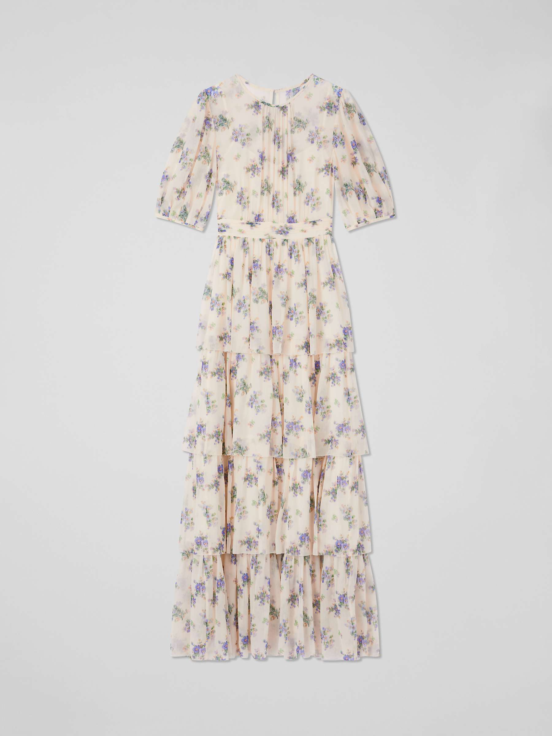 Buy L.K.Bennett Royal Ascot Bouvier Tiered Silk Maxi Dress, Cream/Multi Online at johnlewis.com