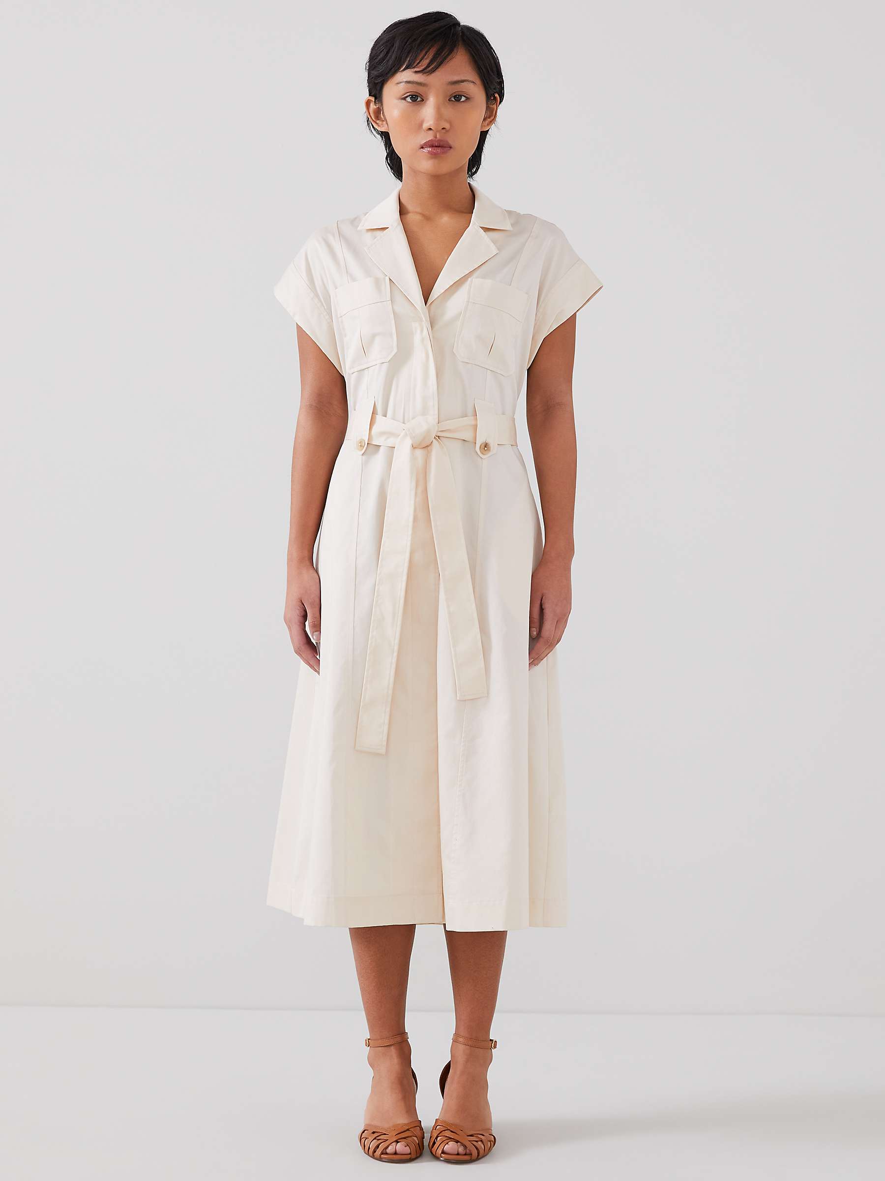 Buy L.K.Bennett Petite Ivy Cotton Safari Dress, Ecru Online at johnlewis.com
