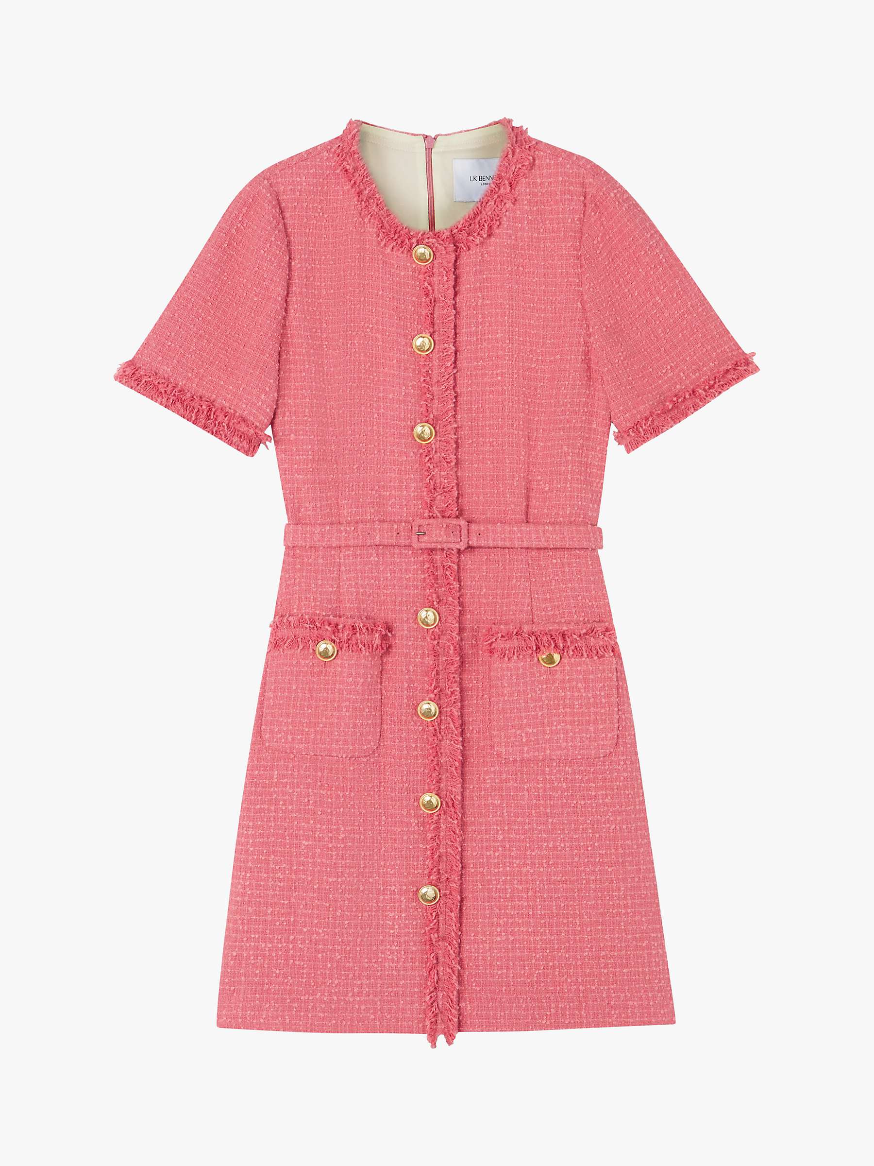 Buy L.K.Bennett Allie Button Detail Tweed Dress, Blush Online at johnlewis.com