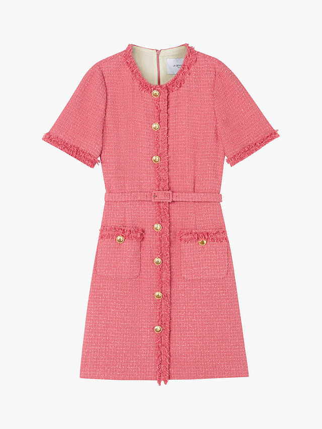 L.K.Bennett Allie Button Detail Tweed Dress, Blush