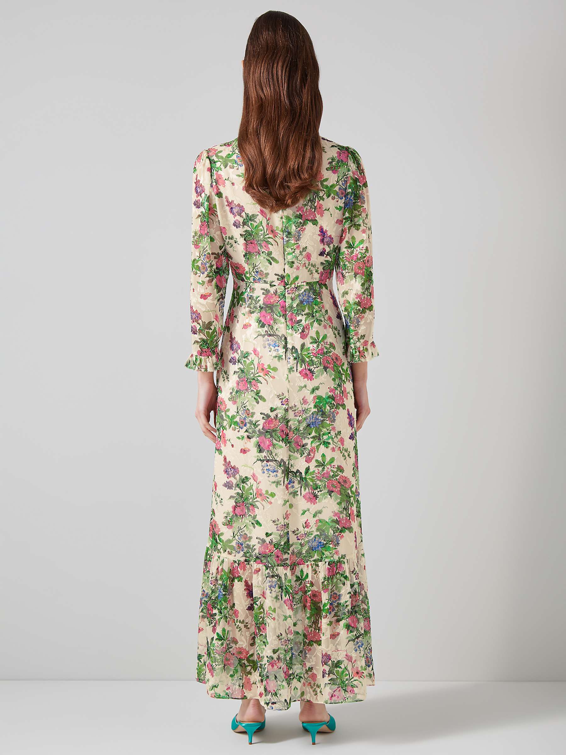 Buy L.K.Bennett Deborah Floral Print Silk Blend Maxi Dress, Cream/Multi Online at johnlewis.com