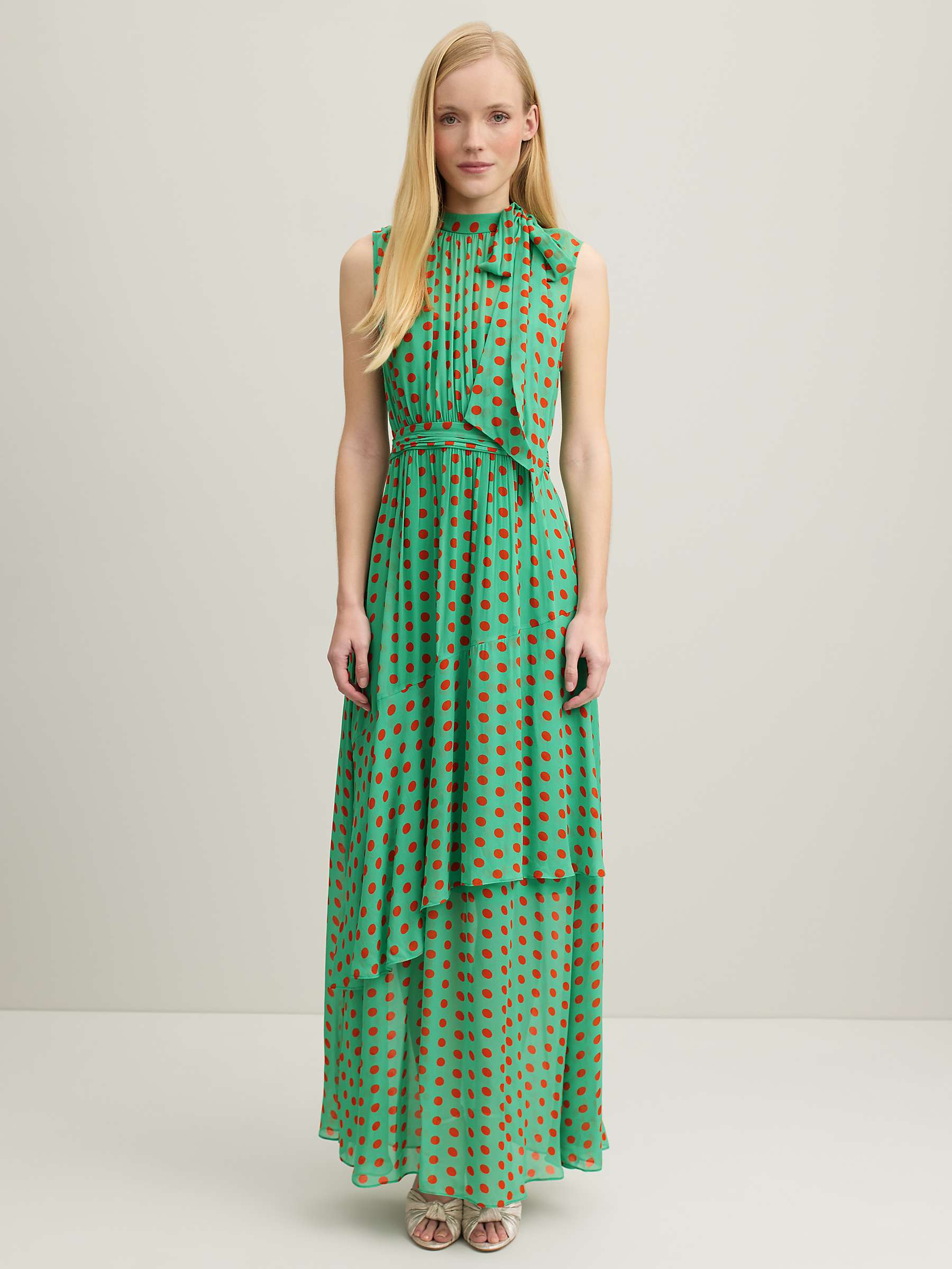 Buy L.K.Bennett Royal Ascot Robyn Silk Blend Maxi Dress, Green/Red Online at johnlewis.com