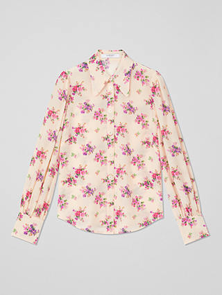 L.K.Bennett Sonya Bouquet Print Silk Blouse, Cream/Multi