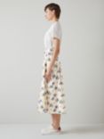 L.K.Bennett Elodie Cotton Floral Midi Skirt, Cream