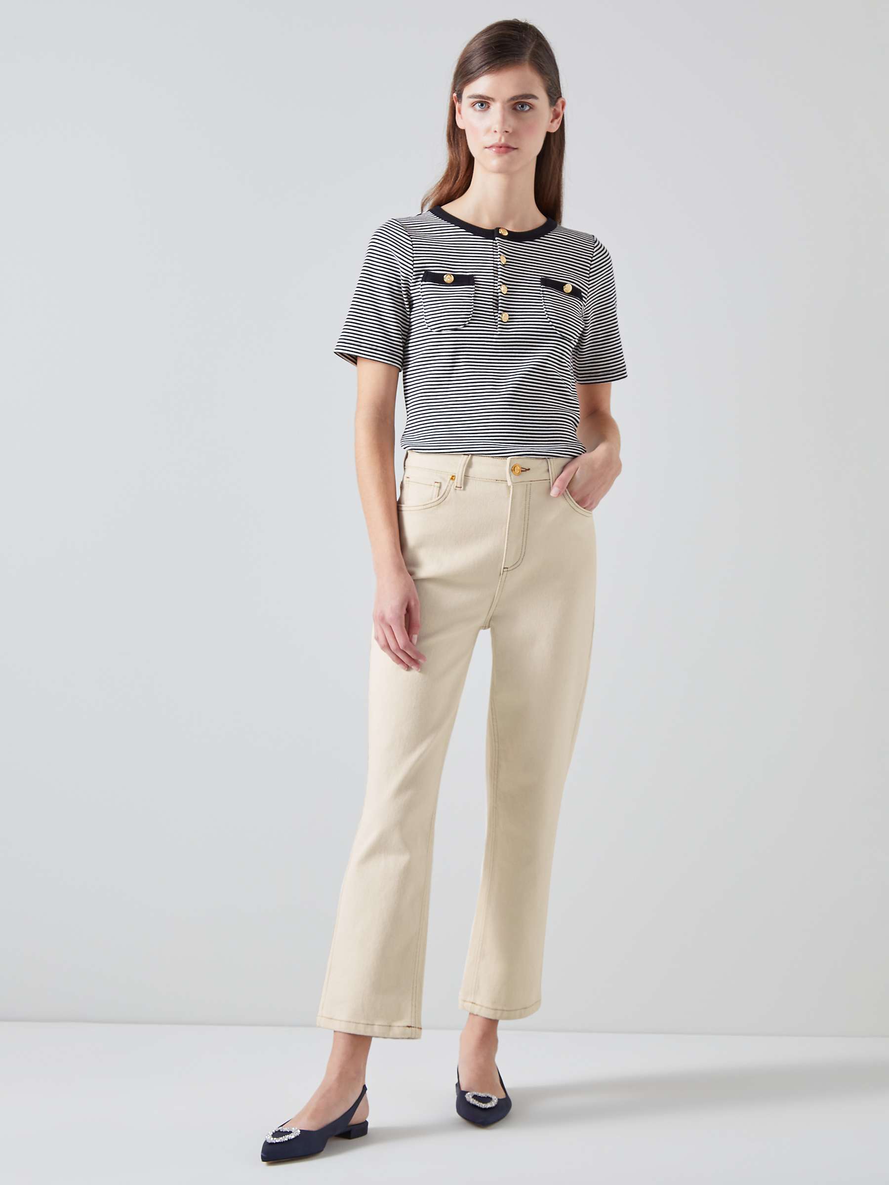 Buy L.K.Bennett Allie Cotton Blend Trousers, Ecru Online at johnlewis.com