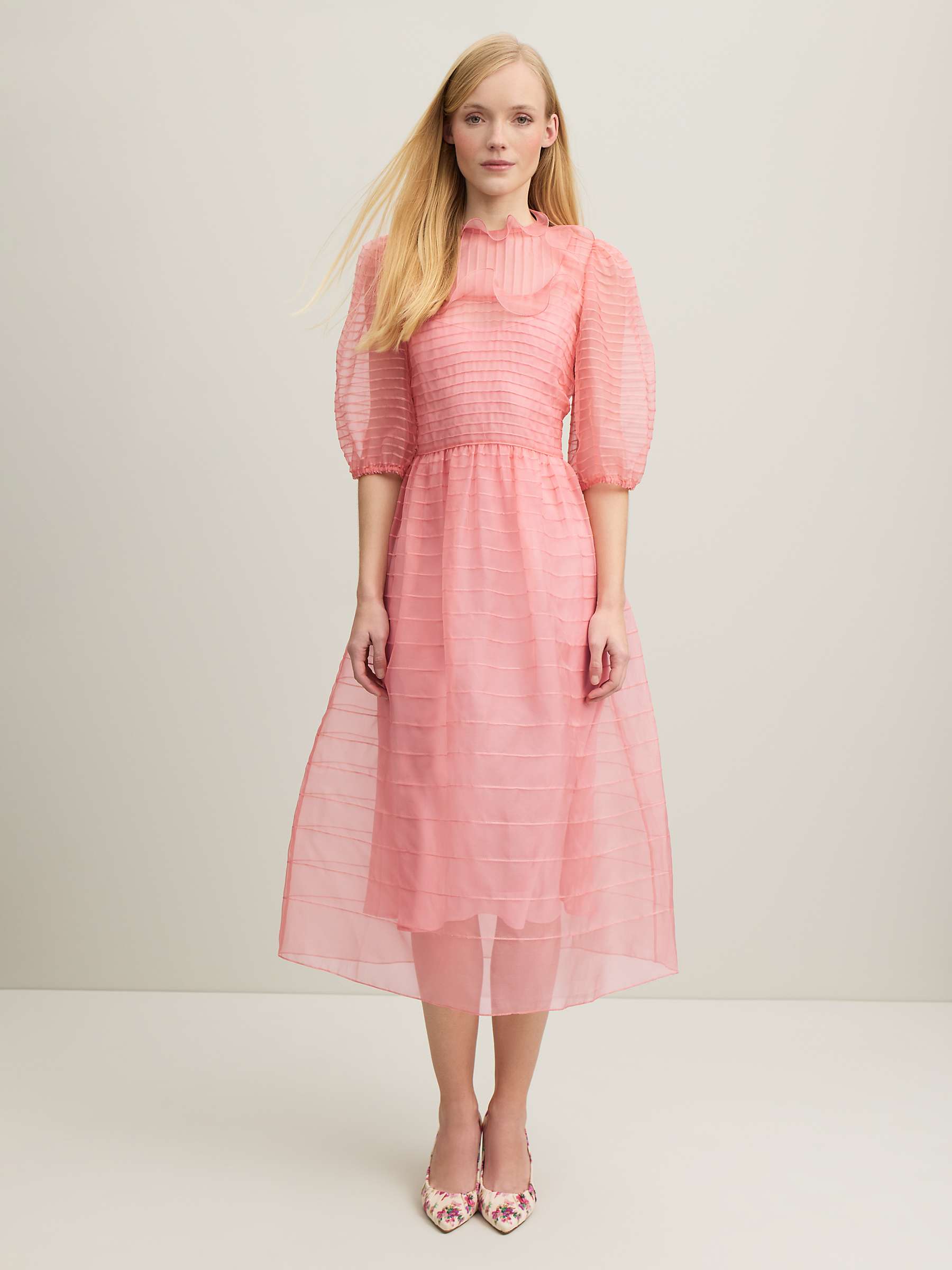 Buy L.K.Bennett Maddie Silk Organza Frill Detail Midi Dress Online at johnlewis.com