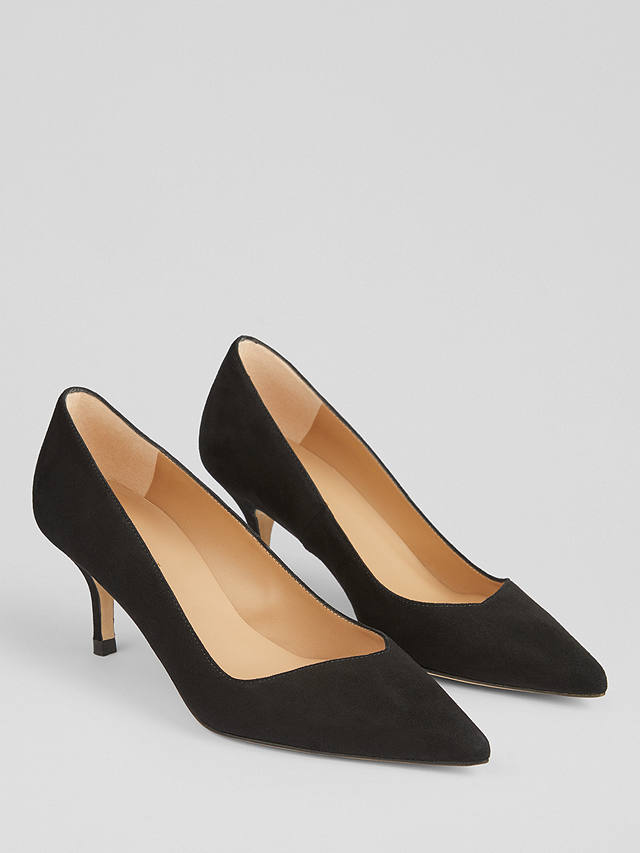 L.K.Bennett Farah Mid Heel Suede Court Shoes, Bla-black