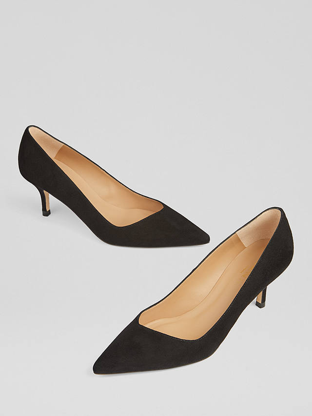 L.K.Bennett Farah Mid Heel Suede Court Shoes, Bla-black